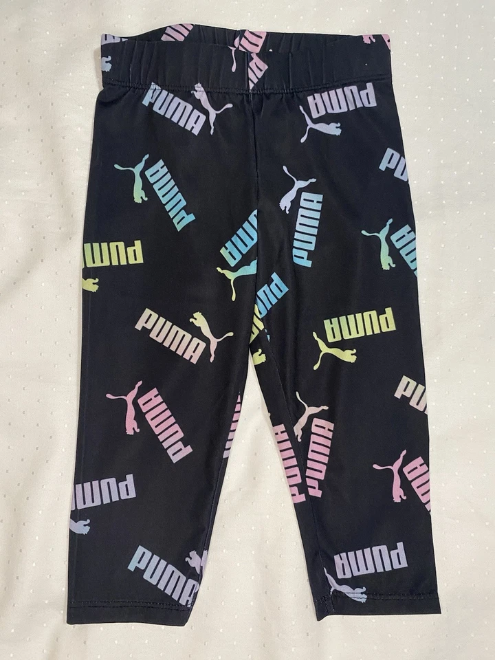 Medias negras Puma Little Girls Capri talla 5 con logotipo multicolor Foto 1 de 4
