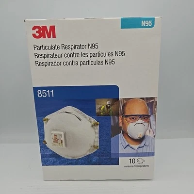 NEW! 3M 8511 N95 Disposable Particulate Respirator Masks Exhalation Valve 10 BX - Image 1 of 2