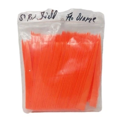 100 Pack Archery Arrow Feathers 5" Right Wing: Shield Fluorescent Flo Orange - Image 1 of 3