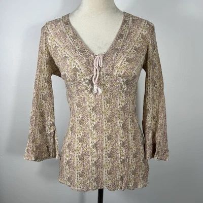 Ralph Lauren Polo Jeans Co Babydoll Top Medium Silk Blend Fairy Cottage 90s Y2K - Image 1 of 4