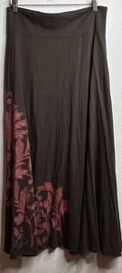 Maxi Falda Life is Good Grande Marrón Estampado Floral Algodón Modal - Imagen 1 de 6