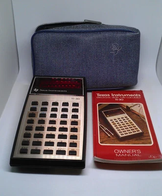 Vintage 70's Texas Instruments TI-30 Calculator 1970s Red LED w/ Case 9V WORKS - Image 1 of 4