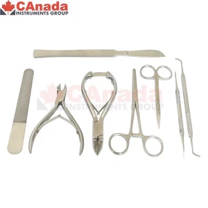 8Pcs Chiropody Podiatry Kit Nail File Scalpel Handle Fix Blade Nail Surgery New - Picture 1 of 8