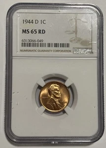 1944 D - Lincoln Wheat Cent - NGC MS65 RD - Exact Coin Imaged - Picture 1 of 5