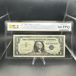 1957A $1 DOLLAR BILL SILVER CERTIFICATE Graded 64PPQ - Picture 1 of 9
