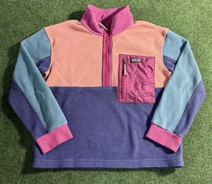 Patagonia Girls Microdini Sound Blue Pull Over Sz Medium Pink Blue Outdoor - Picture 1 of 9