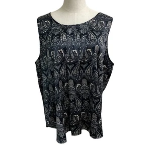 Ann Taylor Paisley Canotta Camicetta Senza Maniche Nero Blu Donna - Foto 1 di 4