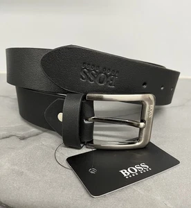 Cinturón negro de cuero genuino Hugo Boss para hombre 30”32”34”36”38”40”42”44” - Imagen 1 de 5