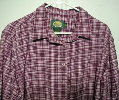 Camisa para mujer Cabela a cuadros 100 % algodón franela botones 2XL Foto 1 de 4