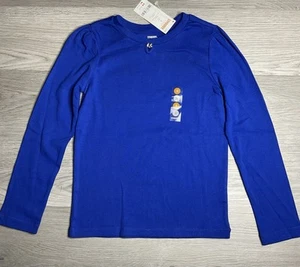 NWT Gymboree Girls Gem Button Keyhole Long Sleeve Blue Shirt Size 8 - Picture 1 of 2