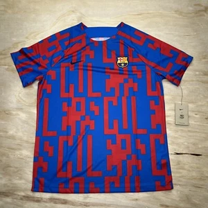 NEW XL Barcelona FC Nike 2022/23 Pre-Match Short Sleeve Top Mens Blue - Picture 1 of 11