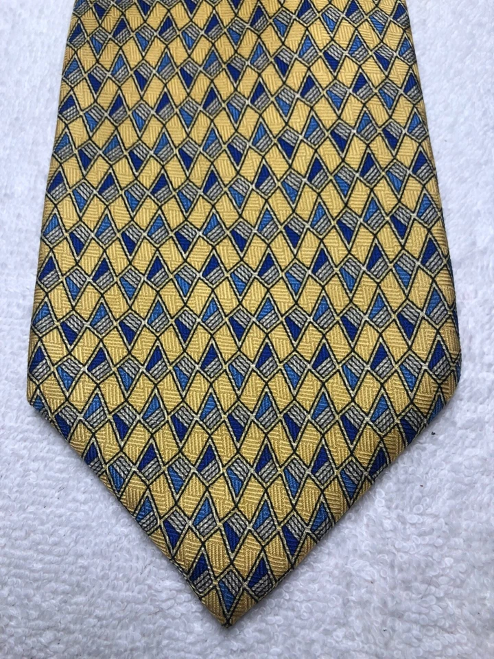 ALFANI 男式领带金色蓝色 4 X 59 — 第 1/4 张图片