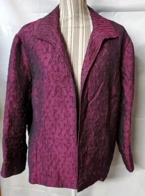 Chaqueta Chico's Talla 3 Frente Abierto Brillante Púrpura Noche Ligera Texturizada  Foto 1 de 3