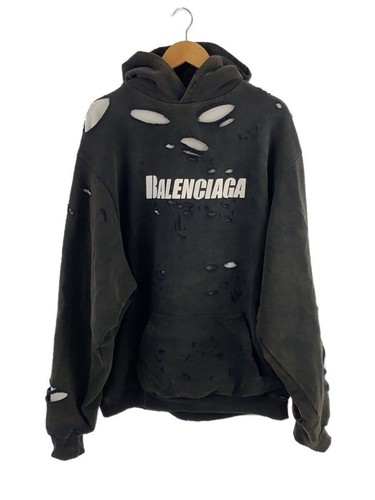 Felpa con cappuccio BALENCIAGA XXS cotone nero usata