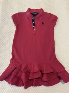 RALPH LAUREN GIRLS DRESS SIZE 4/4T PINK WITH TIER RUFFLED HEM - Picture 1 of 6