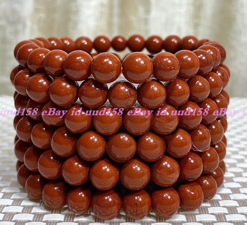 VALENTINO Lotto all'ingrosso 6 pz Braccialetto Elastico Cristallo Diaspro Rosso Naturale 8mm 7 5