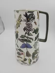 9" tall ceramic fairy/insect green and white water pitcher - Picture 1 of 8