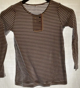 Girls white with blue stripes shirt size 10/12 - Picture 1 of 4