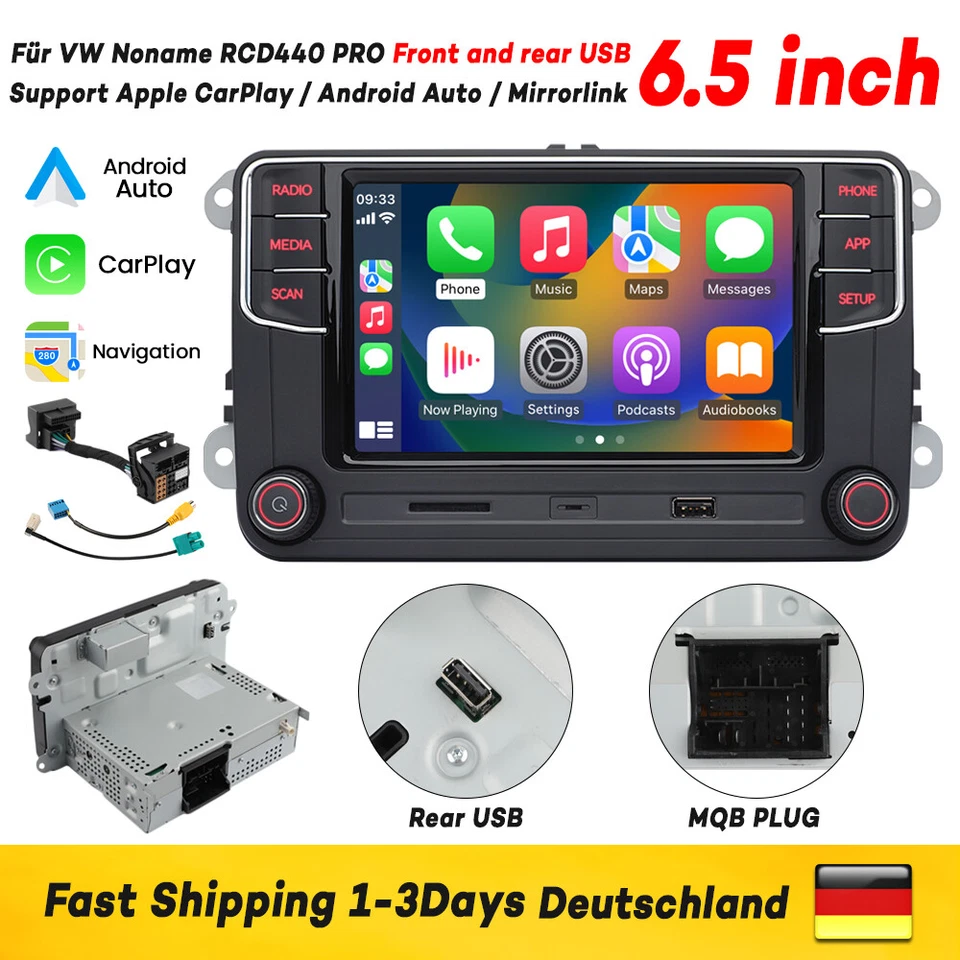 Rear USB NONAME Autoradio RCD440 360 RCD330 Carplay Android Auto Für VW GOLF CC - Bild 1 von 4