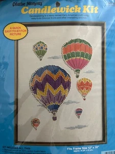Hot Air Balloons. Stamped Candlewick Kit. Vintage. 12"x16" Unused - Picture 1 of 3