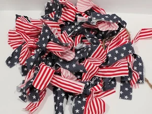 Memorial Day Patriotic 4th of July Stars Stripes Rag Garland 6FT Red Blue - Picture 1 of 6