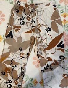 Rachel Zoe Pajama Pants M Cream Brown Abstract Pockets Drawstring - Picture 1 of 7