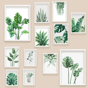 Botanical Green Wall Art Prints Plant leaf Print Poster Pictures Home A3 A4 - Picture 1 of 13