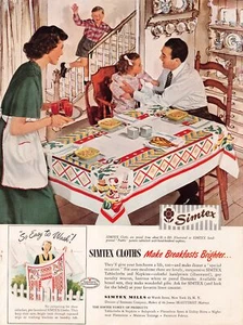 1940s Simtex Cloths Linen "Pueblo" Design Print Advertisement Ad 1949 - Picture 1 of 1