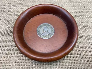 ANTIQUE SILVER GEORGE V KING & EMPEROR OF INDIA 1920 OAK TRINKET COIN DISH - Picture 1 of 6