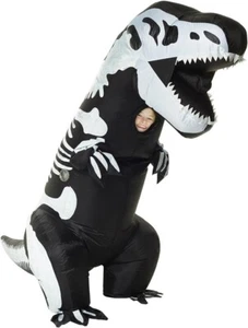 Kids Skeleton T Rex Inflatable Costume Boys Blow Up Dinosaur Suit Halloween - Picture 1 of 6