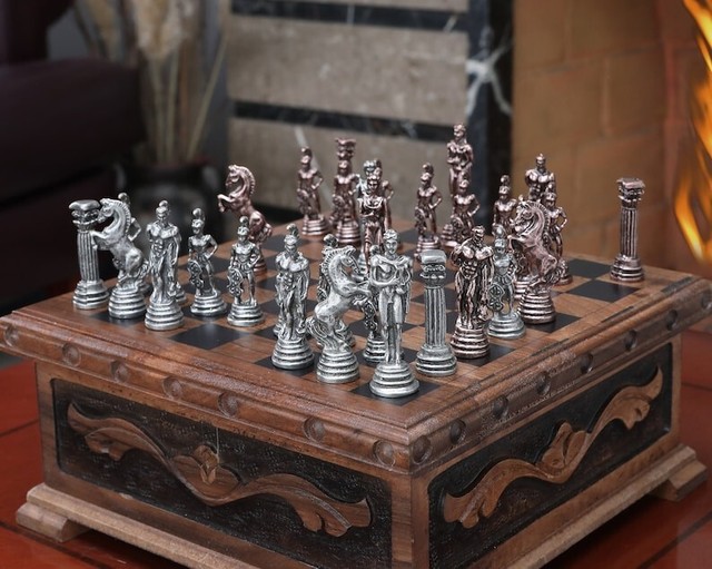 4.4 Russian Zagreb Silver Brass Metal Luxury Chess Pieces