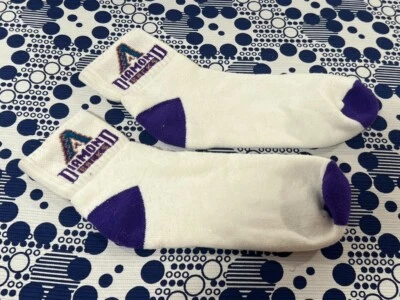 Vintage Arizona Diamondbacks Socks Throwback Logo White/Purple/Green Clean Used - Image 1 of 4