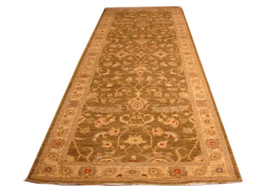 4x12 best kitchen runners Chobi Peshawar Antiqued Olive Green New - Image 1 of 4