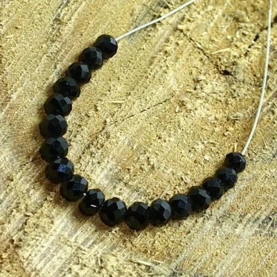 Cuentas de rondelle facetadas de espinela negra briolette piedras preciosas sueltas naturales joyería Foto 1 de 3