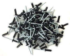 100 3/16" kleiner Kopf schwarz lackiert Aluminium explodierende Popnieten #1283 - Bild 1 von 2