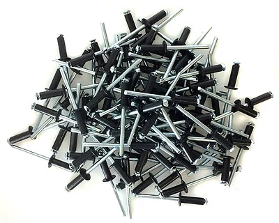 100 3/16" Small Head Black Painted Aluminum Exploding Pop Rivets #1283