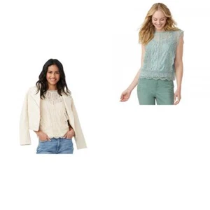 lc Lauren Conrad Womens Lace Layered Tank Blouse Shirt Top WL21W030RS L XL - Picture 1 of 12