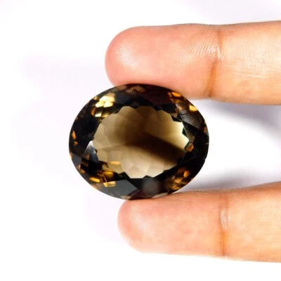 Natürlich Rauchige Quarz Smaragd Schliff Oval Cabochon Lose Edelstein 87.45Cts - Bild 1 von 3