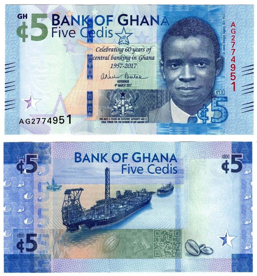 2017 Ghana 5 Cedis P43 Banknote UNC - Image 1 of 1