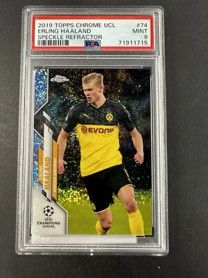 2019-20 Topps Chrome UCL ERLING HAALAND #74 Speckle Refractor SP Mint PSA 9 - Image 1 of 2