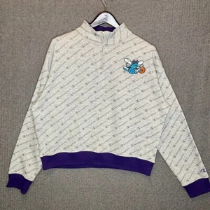 Champion Charlotte Hornets Quarter Zip Sweatshirt XL grau lila bestickt - Bild 1 von 10