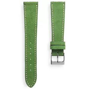 20 mm grünes Wildleder deutsches Kalbsleder Uhrenarmband Armband mit weißen Nähten - Bild 1 von 4