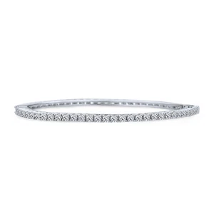 Bridal CZ Princess Cut Eternity Tennis Stackable Bangle Bracelet Silver Plated - Picture 1 of 5