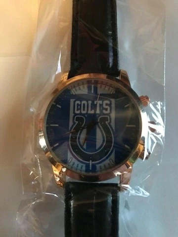 BRAND NEW INDIANAPOLIS COLTS UNISEX COWHIDE LEATHER BAND WATCH Cover
