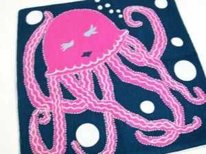 Pottery Barn Kids Pink Jelly Fish Nautical Beaded Sofa Toss Pillow Cover 16" - Picture 1 of 4