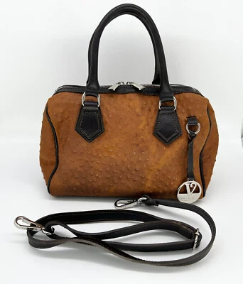 Valentina Italia Cuero Avestruz Bolso Cartera Correa Rápida Necesita Pequeña Reparación Foto 1 de 4