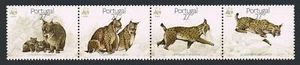 Portugal 1716-1719a strip,MNH.Michel 1741-1744. WWF 1988.Lynx,Lynx pardina. - Picture 1 of 1