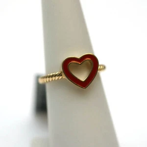 David Jurman NEU 18K Gelbgold & rote Emaille Kabel Herz Ring 6 - Bild 1 von 8