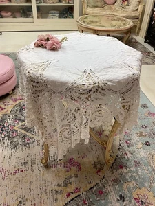 Antike Battenburg Spitze weiß Baumwolle Handarbeit 1880er Landhausstil #R - Bild 1 von 6