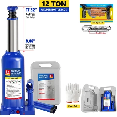 12 Ton Welded Bottle Jack, Hydraulic Bottle Jack with Carrying Case Foto 1 de 4